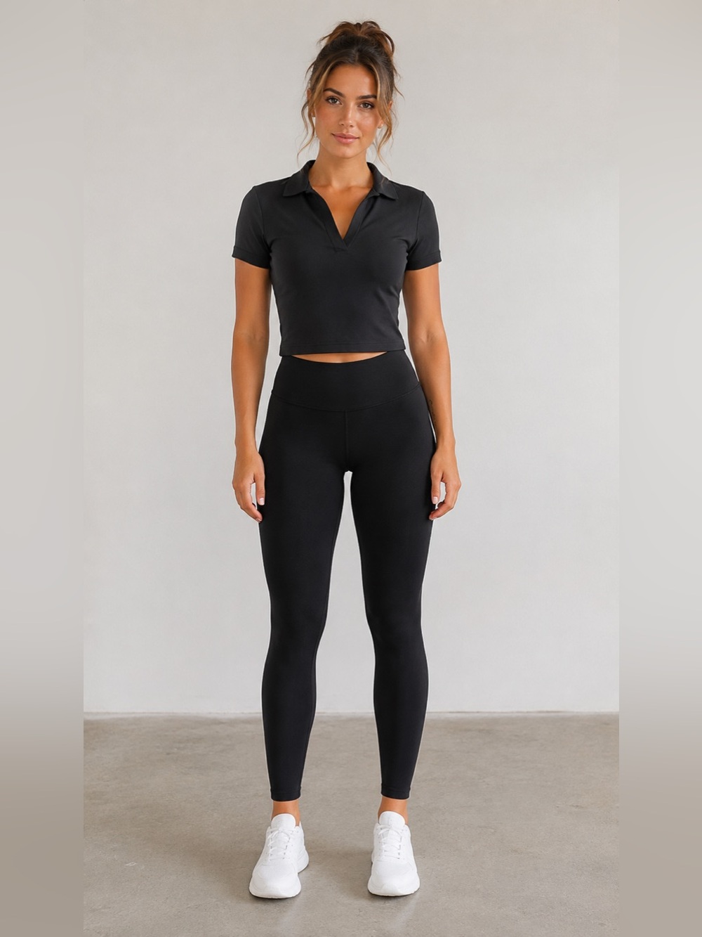 ACX Active Black Performance Polo Crop Top – Size M